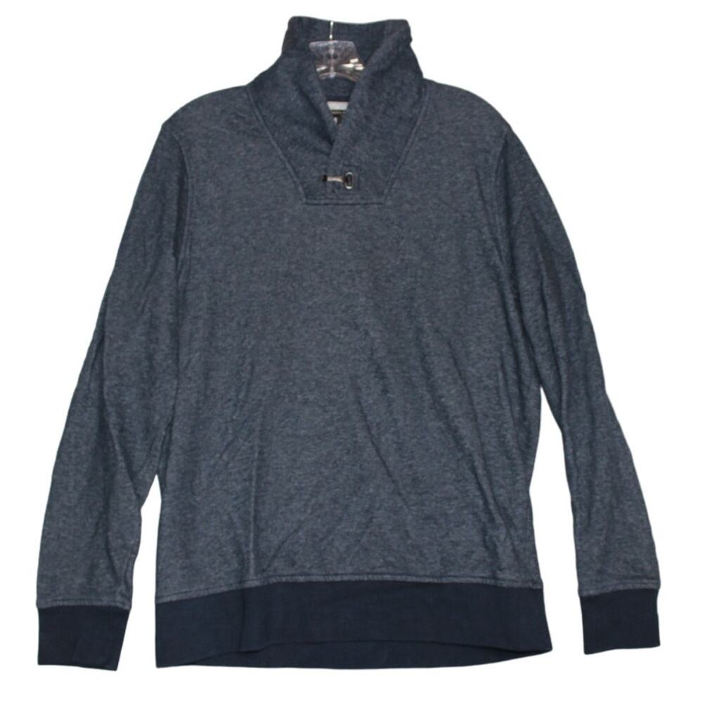 Banana Republic Sweater Mens Medium Gray Cowl Neck Button Cotton